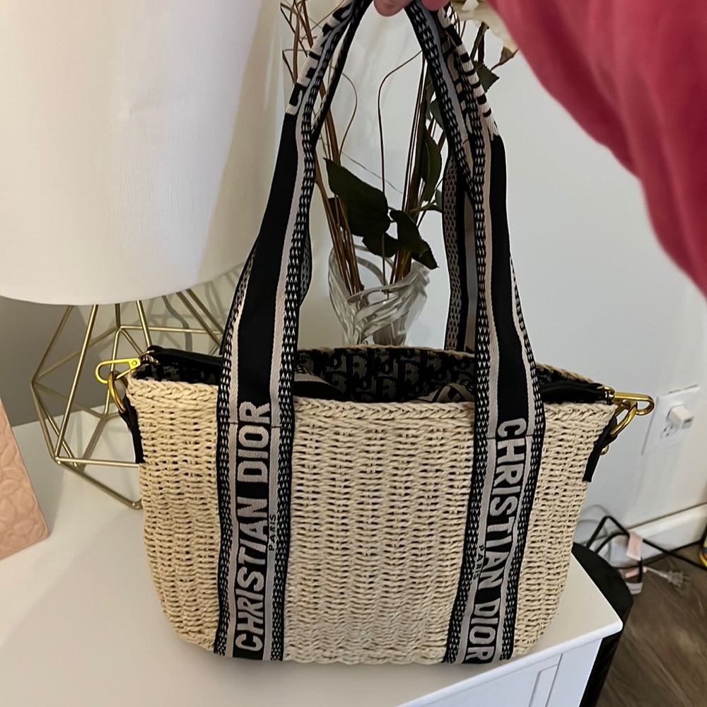 Christian Dior straw bag